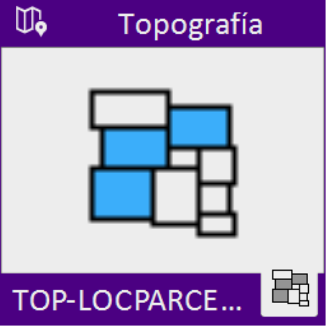 Localiza parcelas en el dibujo partiendo del nombre de la parcela que seleccionamos dentro de una ventana de diálogo. Se pueden realizar múltiples operaciones con las parcelas localizadas.