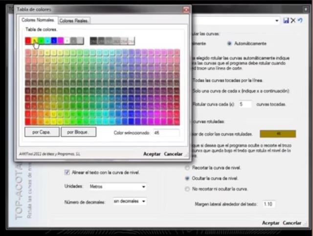 Este comando permite acotar las alturas de las curvas de nivel de forma manual o automática. Se puede configurar tanto el aspecto del rotulo como la forma en como este rotulo se coloca sobre las curvas de nivel.