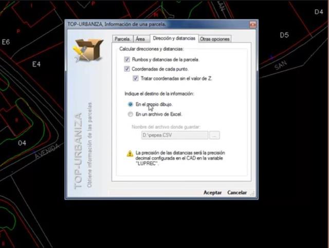 Extrae información de coordenadas, distancias, área, etc, de una parcela. Generá una tabla en el dibujo o exporta la información a un archivo de texto.