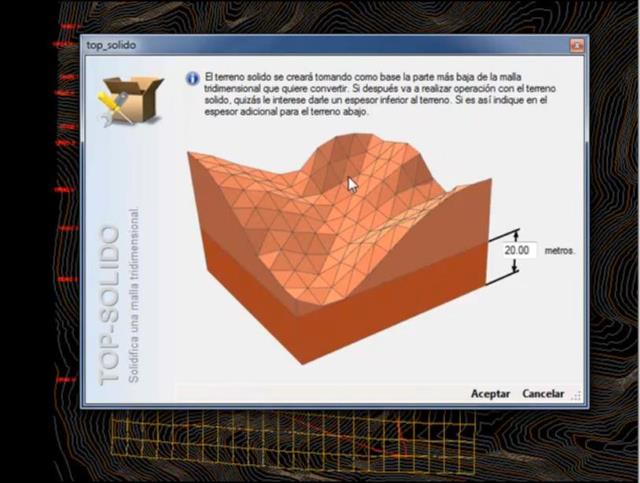 Permite calcular el área de una zona de un terreno 3D definida por medio de una polilínea 3D. También calcula el volumen del terreno de la zona delimitada por la polilíneas 3D.